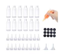 TOPCZY 12Pcs Clear Squeeze Condiment Bottles, Mini Sauce Bottles Dispenser, Liquid Dispensing with Funnel Label, Reusable Squeezy with Nozzles, Small Squeeze Bottle for Sauce Oil Ketchup DIY Crafts