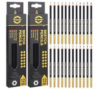 TOPCZY 24 Pcs Sketching Pencils, Drawing Pencils for Artists, Artist Sketching of 8B 7B 6B 5B 4B 3B 2B B HB F H 2H, Charcoal for Drafting, Shading, Drawing, Illustrations