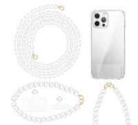 TOPCZY 2Pcs Universal Mobile Phone Chain, Mobile Beads Lanyard, Handmade Pearl Beads Cell Bracelet, Phone Pendant Wrist Strap with Tether Patch, Smartphone Chain Beads for Phone Case Shoulder Bag