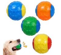 TOPCZY 4 Pcs Dog Toys Indestructible Ball, Teeth Cleaning Dog Chew Toys, Indestructible Interactive Dog Ball For Pet Training, Medium Small Pets Interactive Play
