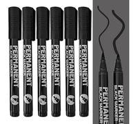 TOPCZY 6 PCS Black Permanent Marker Bullet Tip/Fine Point Thick Markers/Works on Wood/Stone/Plastic/Metal and Glass for Doodling/Coloring/Marking/Durable & Quick-Drying Ink(Black)