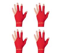TOPDANCHUANG Anti Slip Billiard Glove 3 Fingers Show Gloves Left Hand Snooker Glove Billiard Accessories Fits on Left Hand for Men Women (Red, 4)