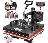 TOPDEEP 15x15 Heat Press 8 in 1 Heat Press Machine Swing T-Shirt Press Machine Digital Control Multifunction Heat Transfer Machine Combined
