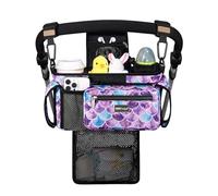 TOPDesign Universal Baby Stroller Organizer, Stroller Caddy with Detachable Mesh Bag & Heightened Insulated Cup Holders & Non-Slip Secure Hooks Accessories, Fits Most Strollers (Mermaid)
