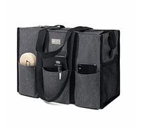 TOPDesign Utility Water Resistant Tote Bag with 13 Exterior & Interior Pockets, Top Zipper Closure & Thick Bottom Support, for Working Women, Teachers, Nurses, Accountants (Grey, Medium)