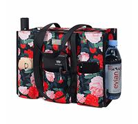 TOPDesign Utility Water Resistant Tote Bag with 13 Exterior & Interior Pockets, Top Zipper Closure & Thick Bottom Support, for Working Women, Teachers, Nurses, Accountants (Chinese Rose, Medium)