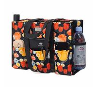 TOPDesign Utility Water Resistant Tote Bag with 13 Exterior & Interior Pockets, Top Zipper Closure & Thick Bottom Support, for Working Women, Teachers, Nurses, Accountants (Tulip, Large)