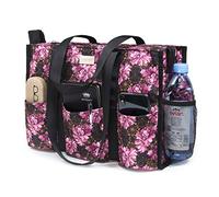TOPDesign Utility Water Resistant Tote Bag with 13 Exterior & Interior Pockets, Top Zipper Closure & Thick Bottom Support, for Working Women, Teachers, Nurses, Accountants (Baroque Carnation)