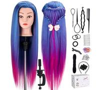 TopDirect 26inch 100% Synthetic Fiber Hair Training Head Cosmetology Hairdressing Mannequin Manikin Doll Head with Table Clamp Holder & DIY Hair Braid Set