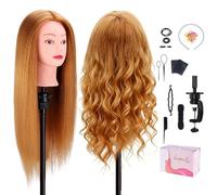 Topdirect Training 80% Real Hair Mannequin Hairdressing Dolls Head, Golden