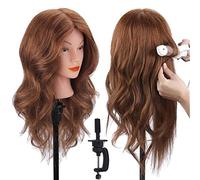 TopDirect Training Head 18inch 100% Real Hair Cosmetology Hairdressing Mannequin Manikin Doll with Table Clamp Holder + Braid Set