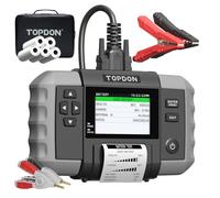 TOPDON BT600 Plus Car Battery Tester, Battery Analyzer for 6V/12V/24V, 12V/24V Cranking/Charging/System Tests, Resistance and Sequence Tests, 3.5" Screen with Built-in Battery and Printe