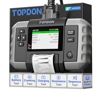 TOPDON Car Battery Tester BT600 Plus, 6V/12V/24V Battery Tests, 100-2000 CCA, 12V/24V Cranking/Charging/System Test, Auto Alternator Tester with Built-in Battery and Printer, 2 Clamps Paired