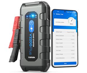 TOPDON V2200 Plus Car Jump Starter and Battery Tester 2-in-1 2200A Battery Booster Power Pack for Up to 8L Gas/6L Diesel Engines 12V Jump Starter Power Bank