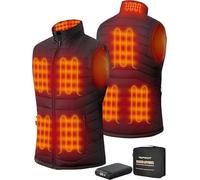 Topdot Men's Heated Vest with Power Bank, 7.4 V, 16000 mAh, 8 Heating Zones, Heated Vest, Electric Heating Vest, 3 Adjustable Temperatures, Heated Vest for Outdoor Skiing Fishing, XL