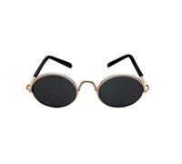 TopE Pet Glasses, Funny Cute Dog Cat Retro Fashion Sunglasses, Transparent Eye-wear Protection, Photos Props for Small/Medium Pets (Gold+Black, Medium)