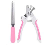 TopE Professional Pet Nail Trimmer with Safety Guard to Avoid Over-cutting Include Nail Clipper and Nail File for Small and Medium Dogs Cats Rabbits Birds, Pink