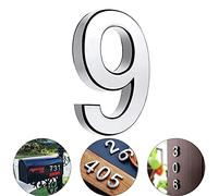 TopE Silver Waterproof 3D Number Stickers - Self Adhesive House Room Door Number for Home Apartment Cabinet Table Mailbox Outdoor Indoor Use
