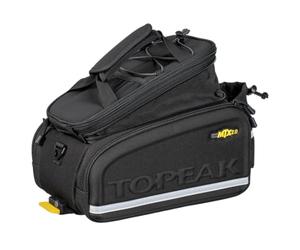 Topeak MTX TrunkBag DX (MTX 2.0) with TrunkLock - 12.3 L Pannier Rack Bag with QuickTrack System, Expandable Lid Compartment, Bottle Holder & Shoulder Strap, Black