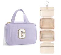 TOPEAST 2025 Graduation Gifts for Her - Hanging Toiletry Bag for Women, Travel Toiletry Bag Makeup Bag, Personalized Travel Essentials for Women - Letter G, Purple