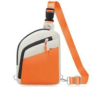 TOPEAST Anti Theft Crossbody Bag for Women Men, Small Sling Bag Crossbody Bags for Women Travel Sport Hiking Workout, Beige & Orange, S