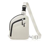 TOPEAST Anti Theft Crossbody Bag for Women Men, Small Sling Bag Crossbody Bags for Women Travel Sport Hiking Workout, Beige & Black, S, Anti-theft Crossbody Travel Bag for Women Men White Black