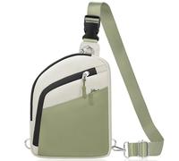 TOPEAST Anti Theft Crossbody Bag for Women Men, Small Sling Bag Crossbody Bags for Women Travel Sport Hiking Workout, Beige & Green, S, Anti-theft Crossbody Travel Bag for Women Men Green