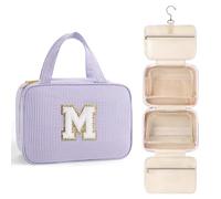 TOPEAST Initial Makeup Bag - Travel Toiletry Bag for Women, Personalized Birthday Gifts for Women Teen Girls Sister Daughter, Travel Tolietry Bag Monogramme Makeup Bag - Letter M, Purple