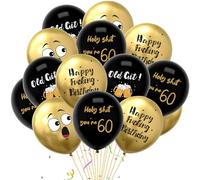 Topeedy 16pcs 12inch Gold & Black 60th Birthday Balloons, Humorous & Offensive Slogans, Unisex-Adults