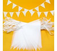 Topeedy 20M White Bunting Flags Party Decoration,40pcs Reusable White Pennant for Birthday Wedding Party Baby Shower Home or Garden Triangle Flags