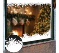 Topeedy 4m Christmas Snowflake Window Stickers,4pcs Winter Fluffy Snow and Frost Sticker Reusable Double-Side White Window Cling Display for Xmas Party Decoration-4m