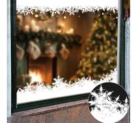 Topeedy 8m Christmas Snowflake Window Stickers,8pcs Winter Fluffy Snow and Frost Sticker Reusable Double-Side White Window Cling Display for Xmas Party Decoration-Snow Pile