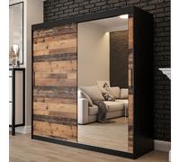 topeka 1 mirrored 200cm wardrobe with 2 sliding doors in dark oak