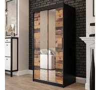 topeka 2 mirrored 100cm wardrobe with 2 sliding doors in dark oak