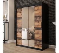 topeka 2 mirrored 150cm wardrobe with 2 sliding doors in dark oak