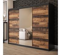 topeka 2 mirrored wardrobe with 3 sliding doors in dark oak