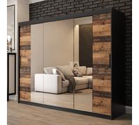 topeka 3 mirrored wardrobe with 3 sliding doors in dark oak