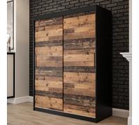 topeka wooden 150cm wardrobe with 2 sliding doors in dark oak
