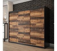 topeka wooden wardrobe with 3 sliding doors in dark oak