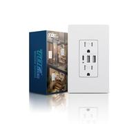 TOPELER USB C Wall Outlet, 15A Tamper Resistant Receptacle with 3 USB Port, Total 6.0Amp High Charging Power Electrical Outlet, Screwless Wall Plate Include, UL Listed & FCC Approval