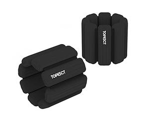 TOPESCT Adjustable Wrist Weights - Set of 2 (1lb Each) | Wearable Wrist & Ankle Weights Bracelet for Yoga, Dance, Barre, Pilates, Cardio, Aerobics, Walking (1lb/each, Black)