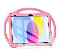 TOPESCT iPad 10th Gen Case 2022 for Kids with Tempered Glass Screen Protector, Silicone Shockproof iPad 10.9 inch 2022 Case (Pink)