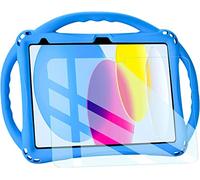 TOPESCT iPad 10th Generation Case, iPad 10.9 inch 2022 Kids Case with Tempered Glass Screen Protector, Silicone Shockproof Cover (Blue)
