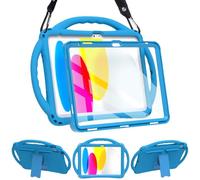 TOPESCT Kids Case for 11" iPad (A16) 11th Gen 2025,10.9" iPad 10th Gen 2022 - Made of Kid-Friendly Silicone, with Built-in Screen Protector, Shockproof Handle Stand Case (Blue1)