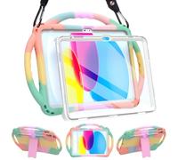 TOPESCT Kids Case for 11" iPad (A16) 11th Gen 2025,10.9" iPad 10th Gen 2022 - Made of Kid-Friendly Silicone, with Built-in Screen Protector, Shockproof Handle Stand Case (Rainbow)