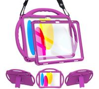 TOPESCT Kids Case for 11" iPad (A16) 11th Gen 2025,10.9" iPad 10th Gen 2022 - Made of Kid-Friendly Silicone, with Built-in Screen Protector, Shockproof Handle Stand Case (Purple)