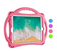 TopEsct Kids Case for iPad 6th/5th Gen, iPad Air 1st/2nd Gen, iPad Pro 9.7 inch 2016, Built-in Handle Stand Comes with a Strap, Silicone Shockproof Protective Cover (Pink)