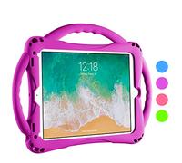 TopEsct Kids Case for iPad 6th/5th Gen, iPad Air 1st/2nd Gen, iPad Pro 9.7 inch 2016, Built-in Handle Stand Comes with a Strap, Silicone Shockproof Protective Cover (Purple)