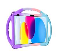 iPad 10th Generation Case, TOPESCT iPad 10th Gen 10.9 inch Kids Case, Built in Kickstand, Comes with Strap Silicon Shockproof Cover and Case 2022 (Purple & Turquoise)