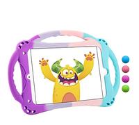 TopEsct Kids Case for iPad Mini 5/4/3/2/1,Shockproof Handle Stand Silicone Cover for iPad Mini 5/4/3/2/1 (Purple and Turquoise)
